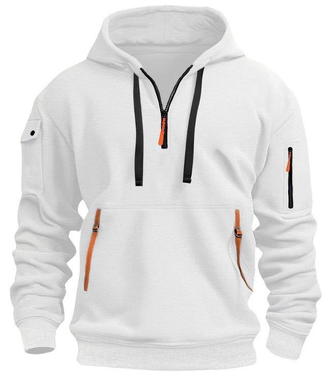 Men's Sleeve Pocket Contrast Zip Hoodie
