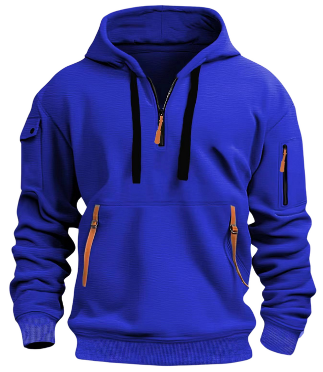 Men's Sleeve Pocket Contrast Zip Hoodie
