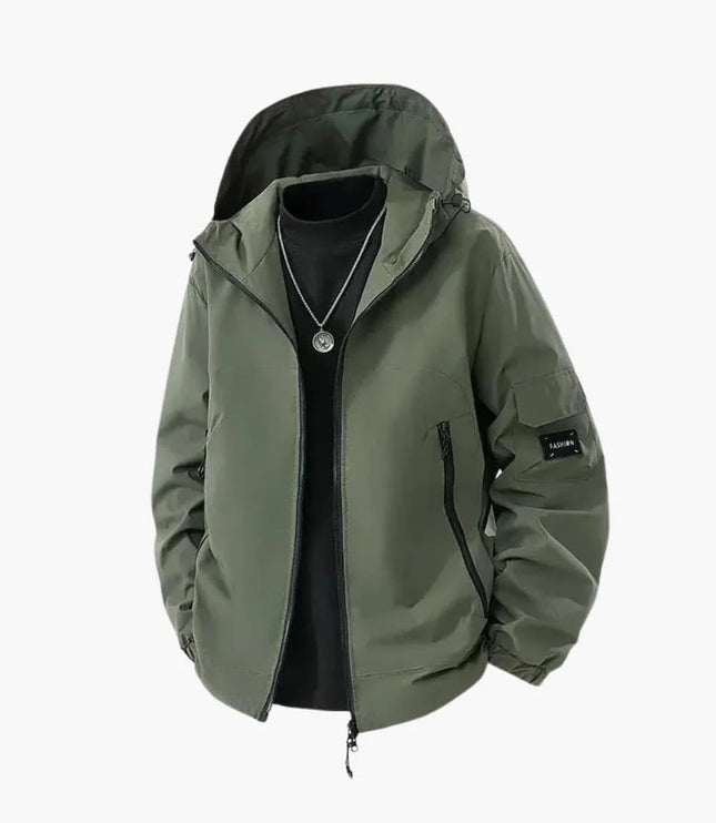 Men's Sleeve Pocket Drawcord Hood Ski Jacket