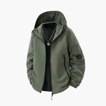 Men's Sleeve Pocket Drawcord Hood Ski Jacket