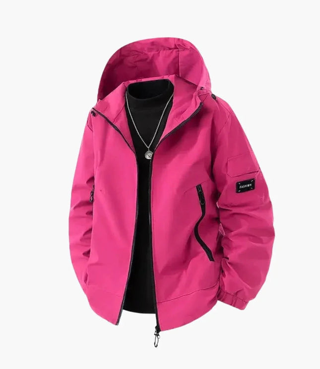 Men's Sleeve Pocket Drawcord Hood Ski Jacket