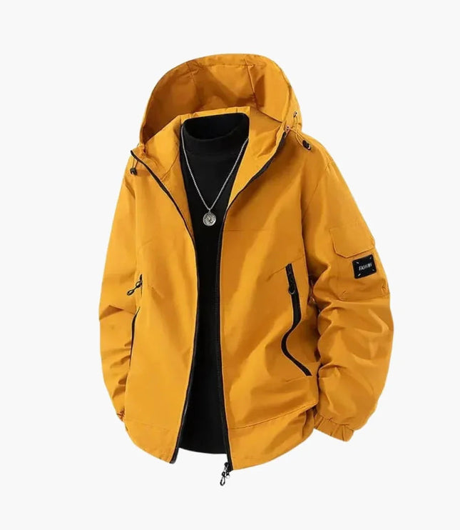 Men's Sleeve Pocket Drawcord Hood Ski Jacket