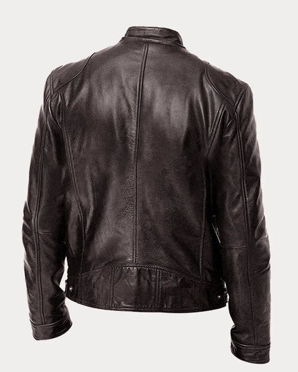 Men's Slim-Fit Moto Leather Mens Quilted Jacket Stand Collar