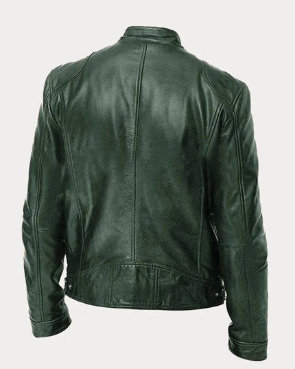 Men's Slim-Fit Moto Leather Mens Quilted Jacket Stand Collar
