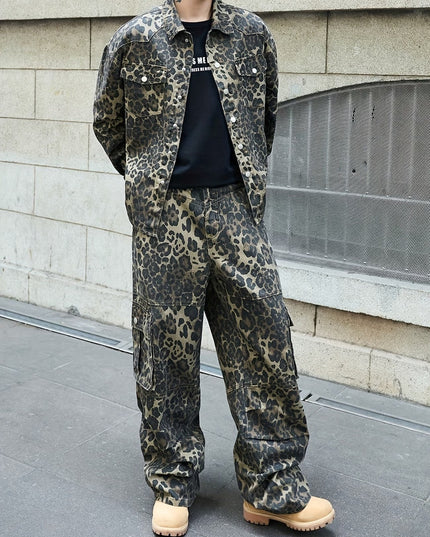 Men's Spotted Jacket and Wide-Leg Pants Set