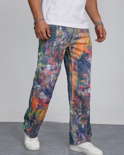 Men's Straight-Leg Pants with Abstract Print