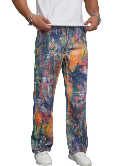 Men's Straight-Leg Pants with Abstract Print