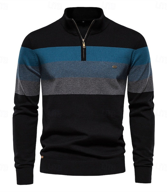 Miles | Colour-Block Quarter-Zip Sweater