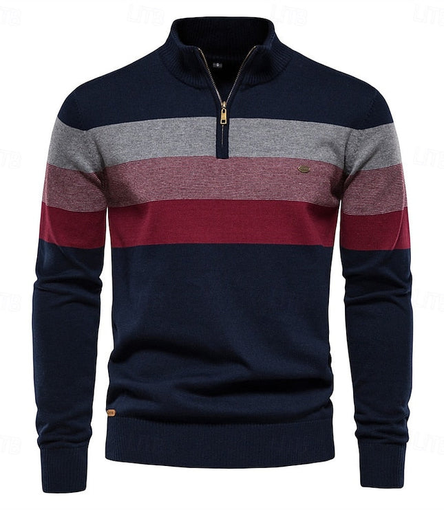 Miles | Colour-Block Quarter-Zip Sweater