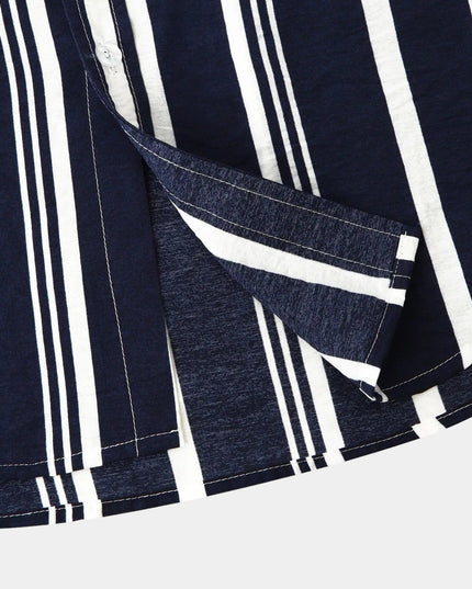 Chemise d'été rayée pour homme à manches courtes et boutons