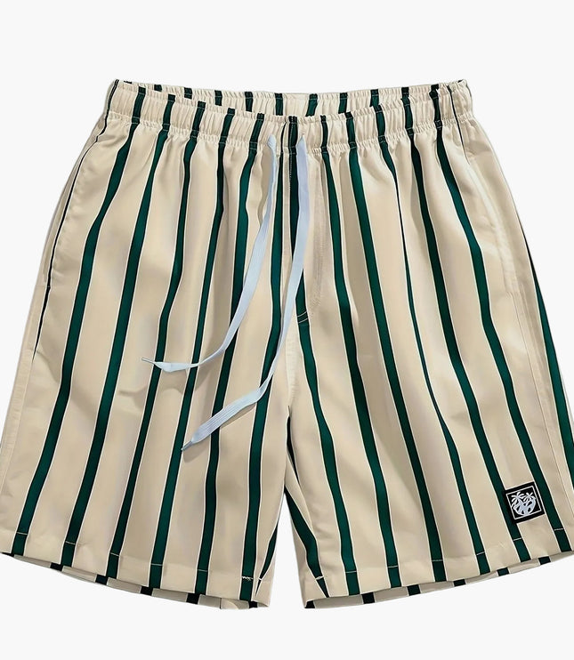 Bañador de hombre con rayas, secado rápido, cordón y bolsillos tipo boardshorts