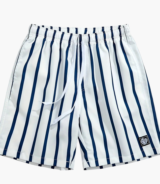 Bañador de hombre con rayas, secado rápido, cordón y bolsillos tipo boardshorts