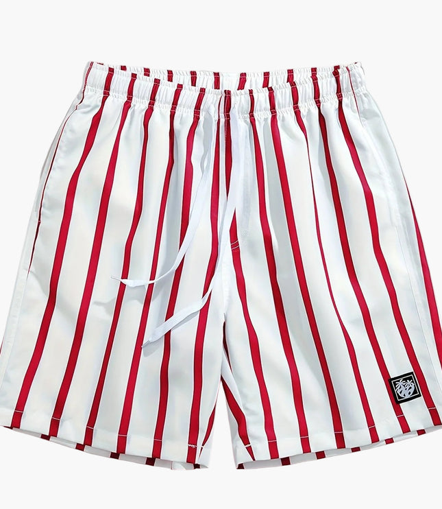 Bañador de hombre con rayas, secado rápido, cordón y bolsillos tipo boardshorts