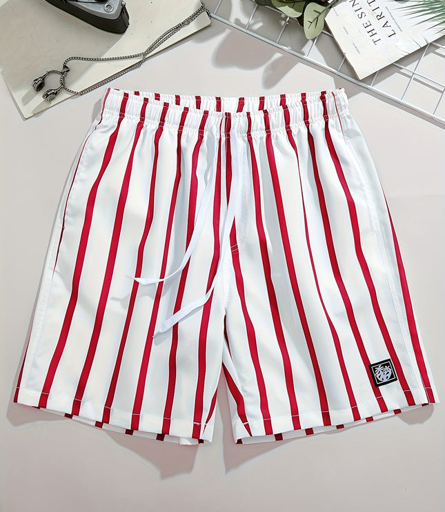 Bañador de hombre con rayas, secado rápido, cordón y bolsillos tipo boardshorts