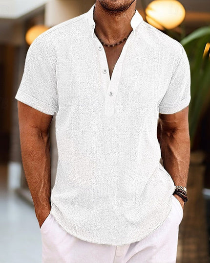 Chemise à col mao manches courtes pour homme, été