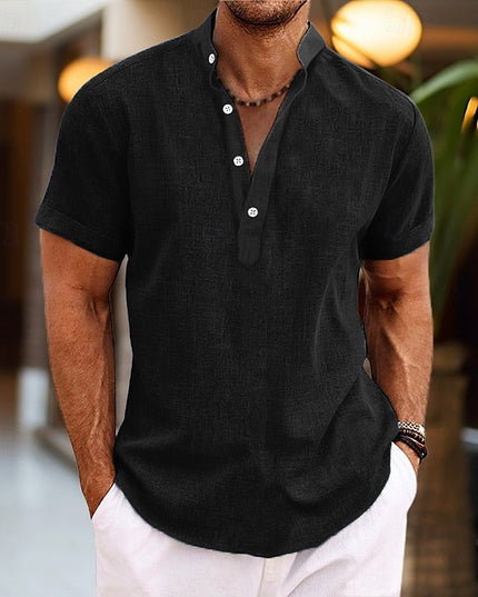 Chemise à col mao manches courtes pour homme, été
