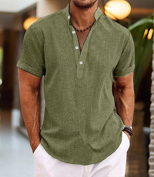 Chemise à col mao manches courtes pour homme, été