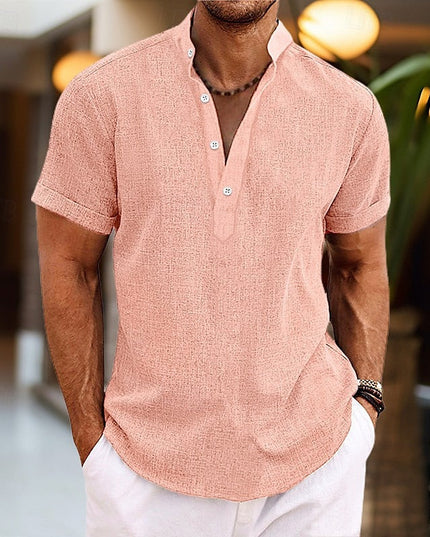 Chemise à col mao manches courtes pour homme, été