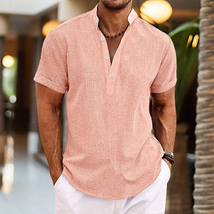 Chemise à col mao manches courtes pour homme, été