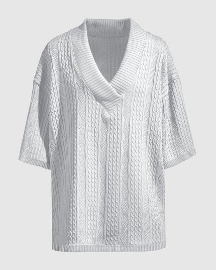 Ensemble chemise à col en V en maille torsadée et shorts pour homme, été