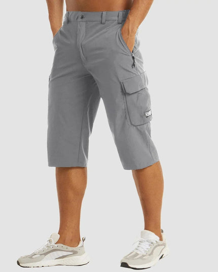 Bermudas cargo de verano para hombre con múltiples bolsillos y largo hasta la rodilla