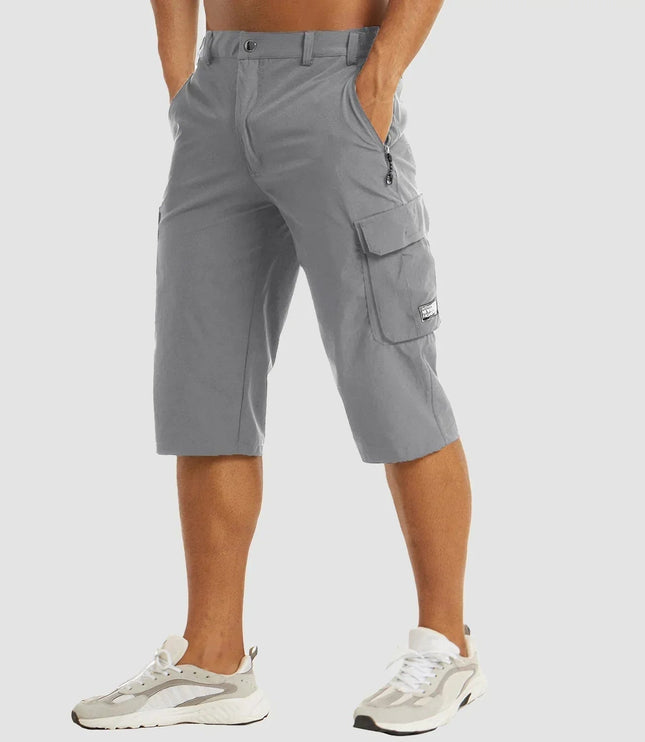 Bermudas cargo de verano para hombre con múltiples bolsillos y largo hasta la rodilla