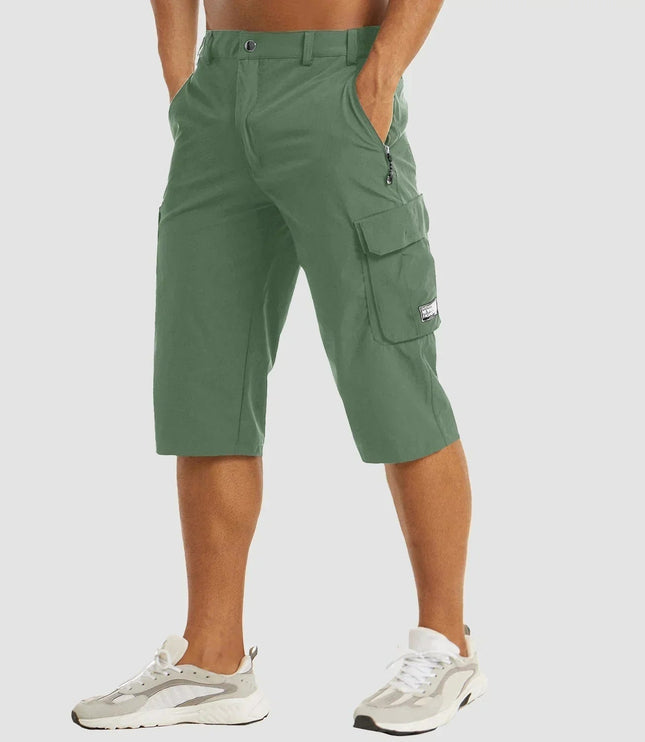 Bermudas cargo de verano para hombre con múltiples bolsillos y largo hasta la rodilla