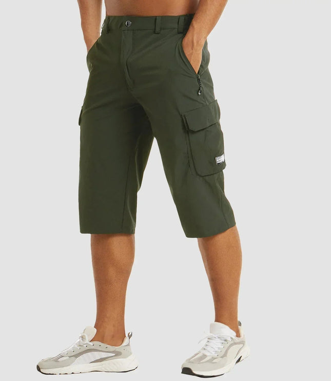 Bermudas cargo de verano para hombre con múltiples bolsillos y largo hasta la rodilla