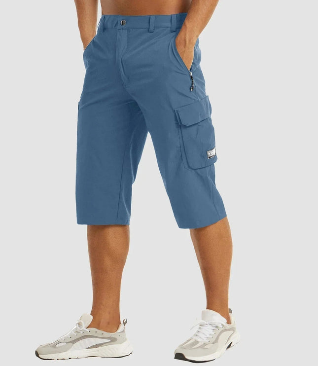 Bermudas cargo de verano para hombre con múltiples bolsillos y largo hasta la rodilla