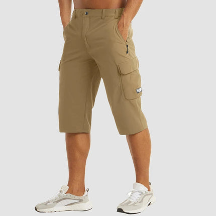 Bermudas cargo de verano para hombre con múltiples bolsillos y largo hasta la rodilla