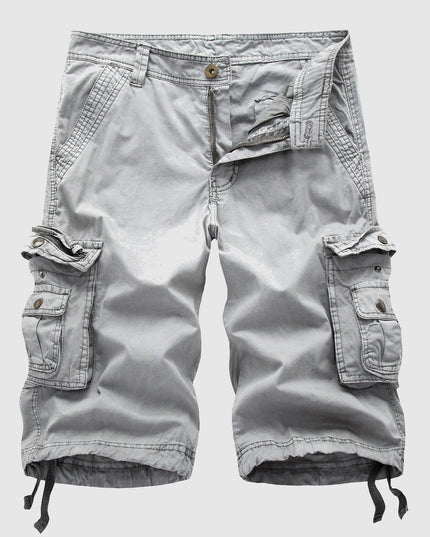 Shorts cargo d'été pour homme, longueur genou, multi-poches