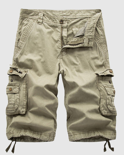 Shorts cargo d'été pour homme, longueur genou, multi-poches
