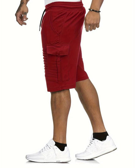 Shorts cargo d'été longueur genou, multi-poches, coupe décontractée pour hommes