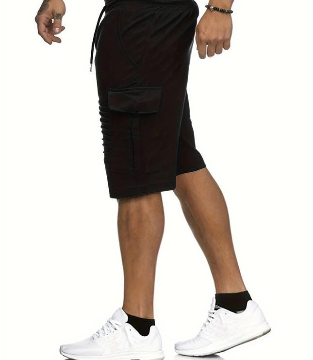 Shorts cargo d'été longueur genou, multi-poches, coupe décontractée pour hommes