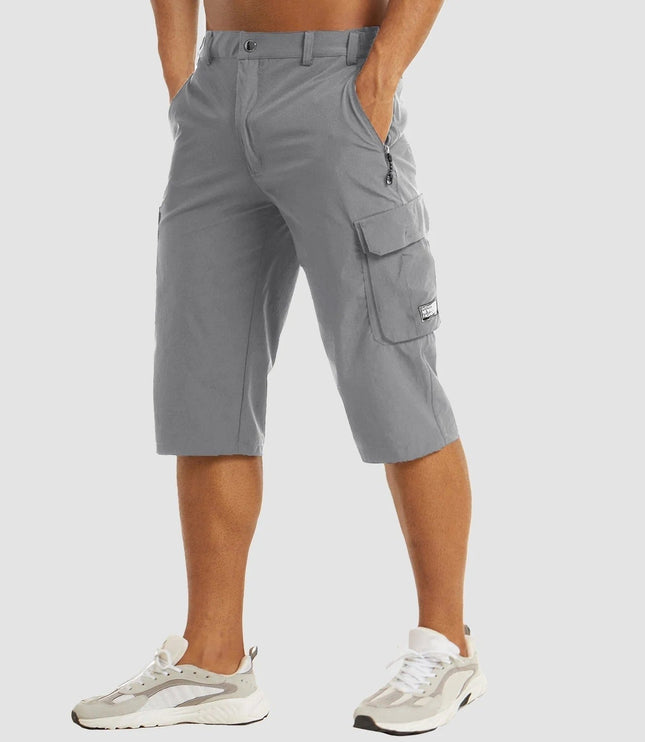 Shorts cargo d'été pour homme, longueur genou, coupe décontractée, multi-poches