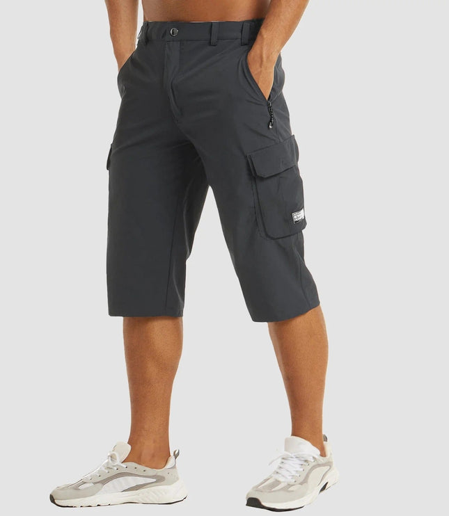 Shorts cargo d'été pour homme, longueur genou, coupe décontractée, multi-poches