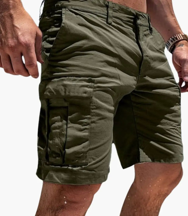 Pantalones cortos cargo hasta la rodilla con múltiples bolsillos para hombre de verano