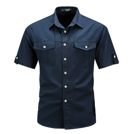 Chemise cargo à manches courtes avec poches et boutons pour homme, été