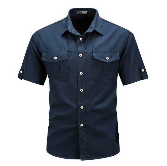 Chemise cargo à manches courtes avec poches et boutons pour homme, été