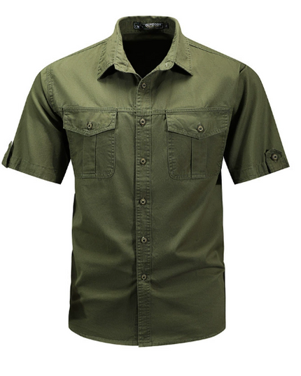 Chemise cargo à manches courtes avec poches et boutons pour homme, été