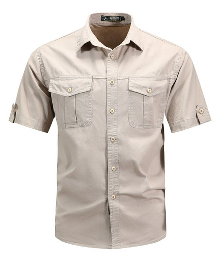 Chemise cargo à manches courtes avec poches et boutons pour homme, été