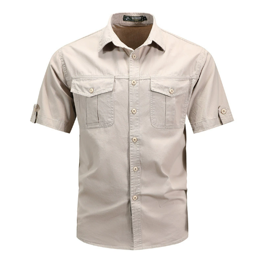 Chemise cargo à manches courtes avec poches et boutons pour homme, été