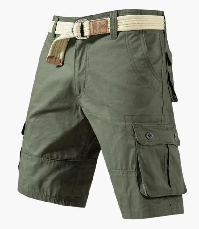 Pantalones cortos cargo con cinturón y múltiples bolsillos para hombre de verano