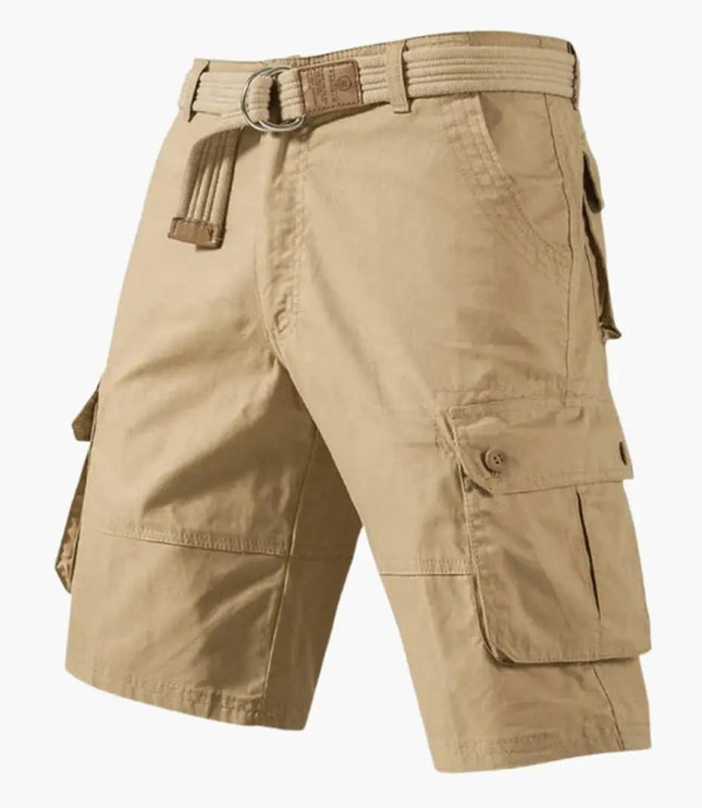 Pantalones cortos cargo con cinturón y múltiples bolsillos para hombre de verano