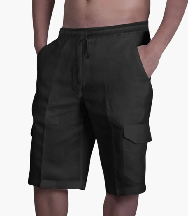 Pantalones cortos cargo con cordón y bolsillos para hombre de verano