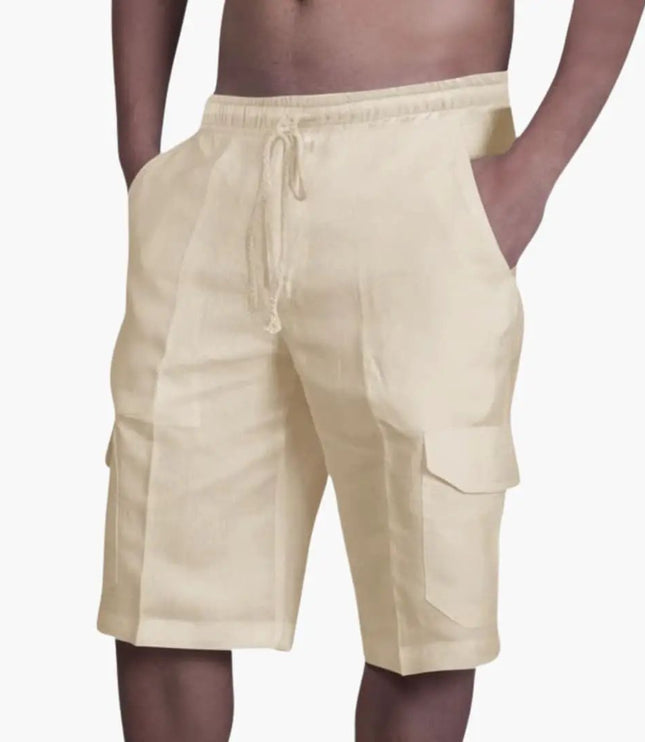 Pantalones cortos cargo con cordón y bolsillos para hombre de verano