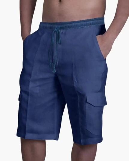 Pantalones cortos cargo con cordón y bolsillos para hombre de verano