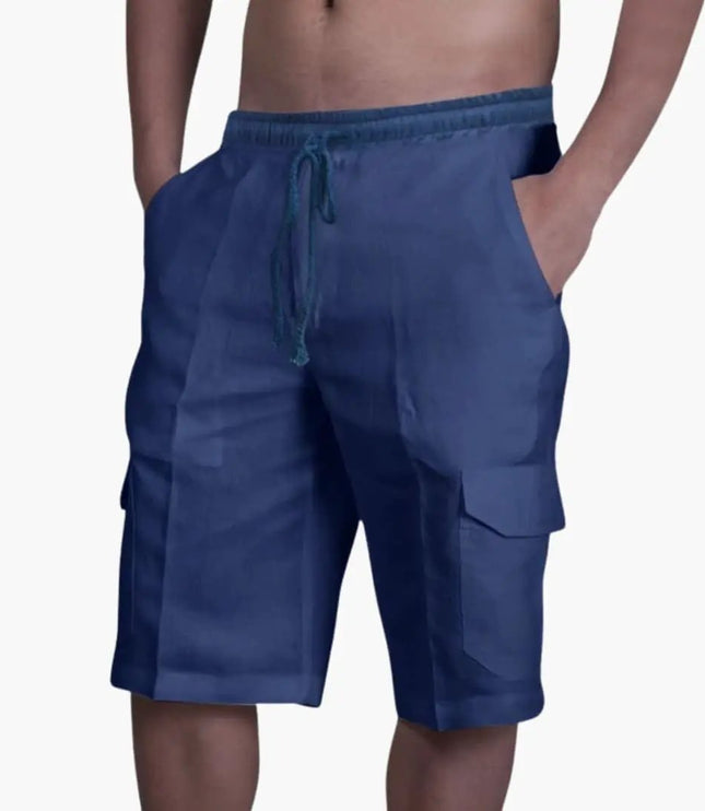 Pantalones cortos cargo con cordón y bolsillos para hombre de verano