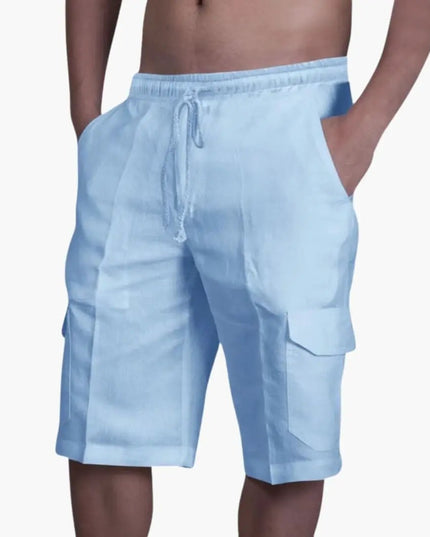 Pantalones cortos cargo con cordón y bolsillos para hombre de verano