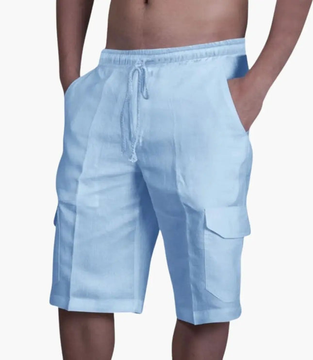 Pantalones cortos cargo con cordón y bolsillos para hombre de verano
